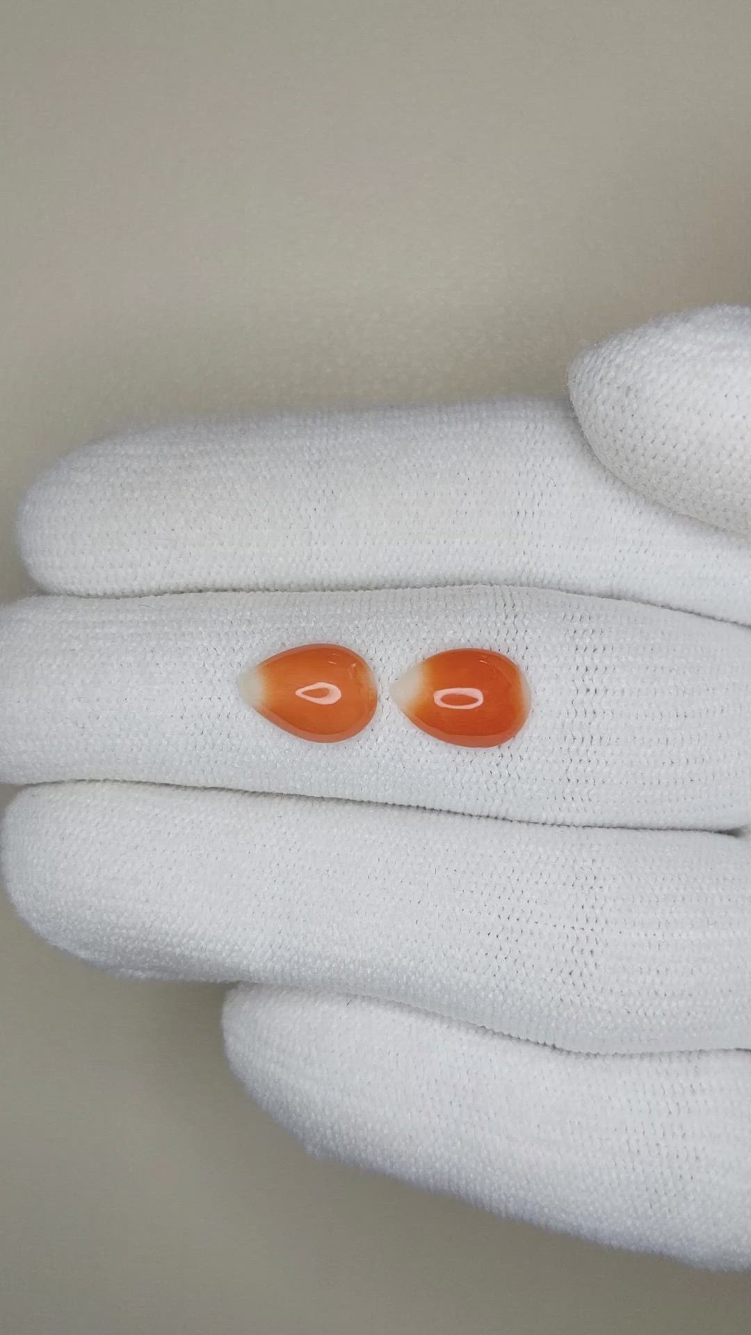 2.26&nbsp;Ct.Tw.Total Carat Weight Cabochon Coral Pair from Italy Size Video