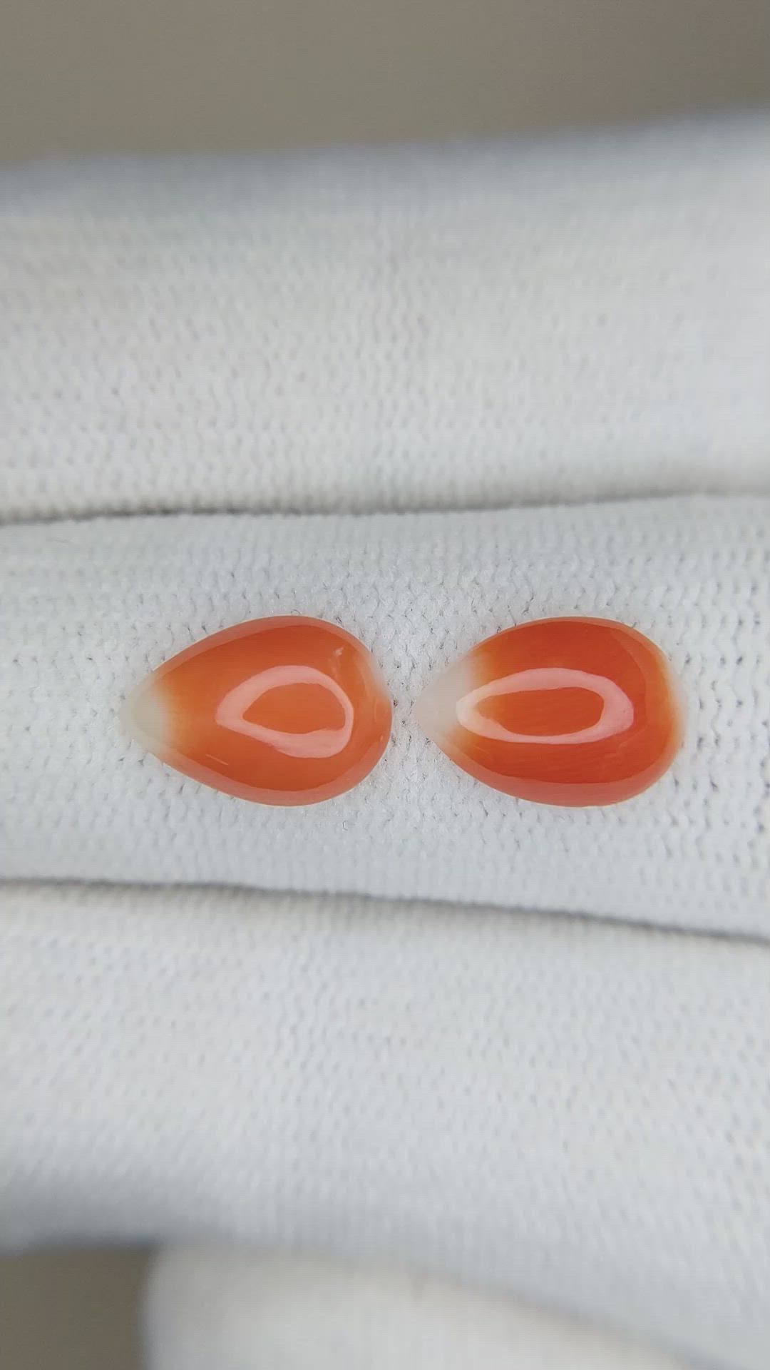 2.26&nbsp;Ct.Tw.Total Carat Weight Cabochon Coral Pair from Italy Size Video