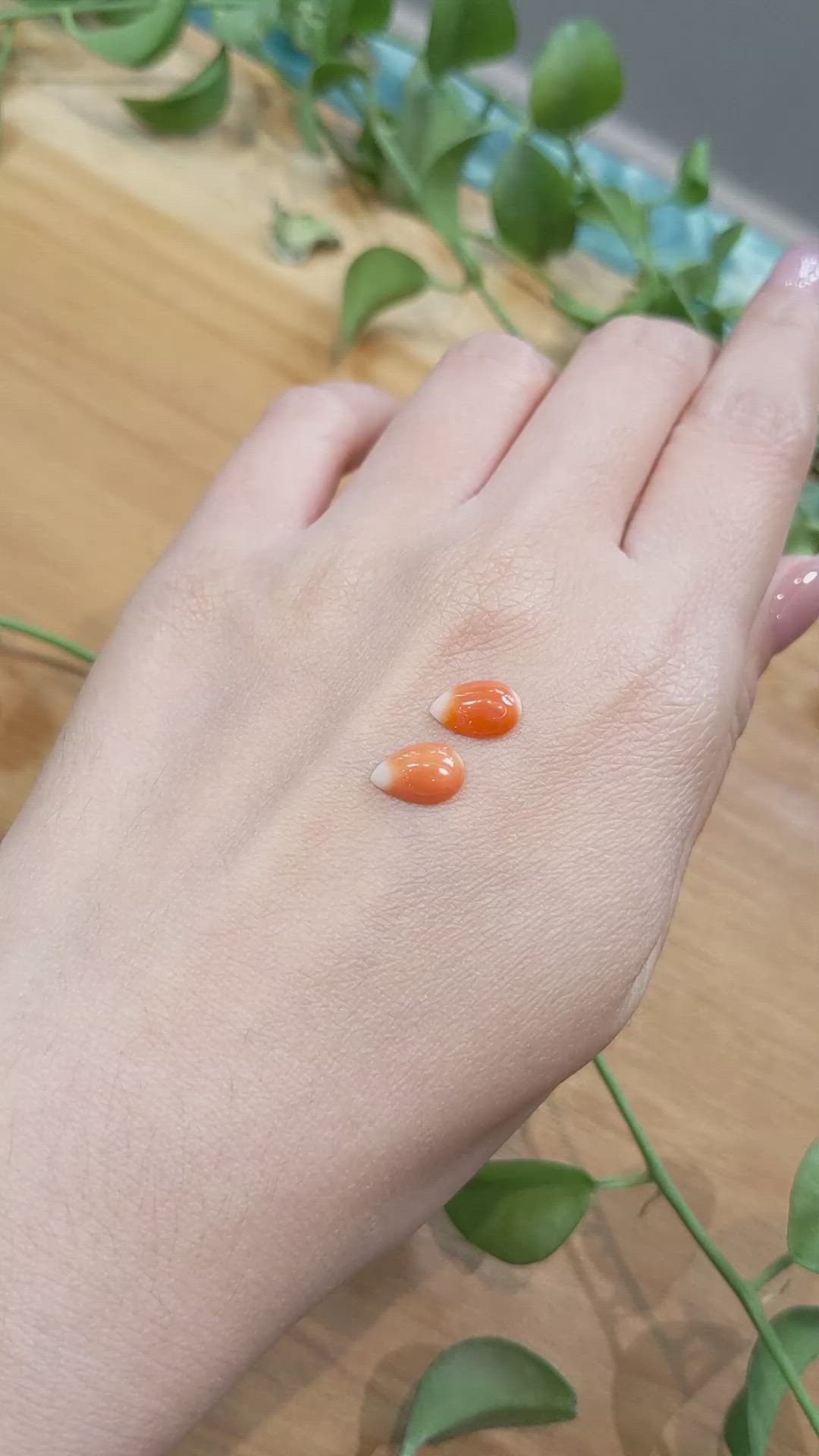 2.26&nbsp;Ct.Tw.Total Carat Weight Cabochon Coral Pair from Italy Size Video