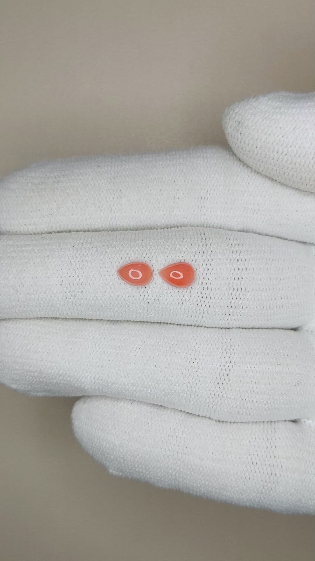 0.67&nbsp;Ct.Tw.Total Carat Weight Cabochon Coral Pair from Italy Size Video