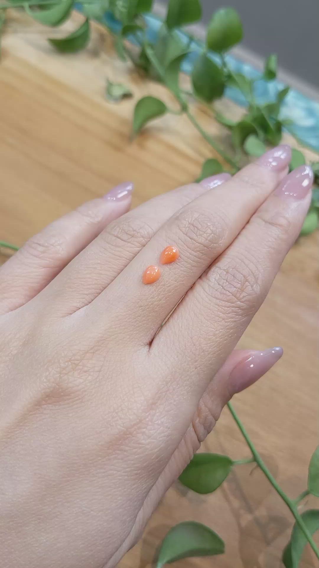 0.67&nbsp;Ct.Tw.Total Carat Weight Cabochon Coral Pair from Italy Size Video