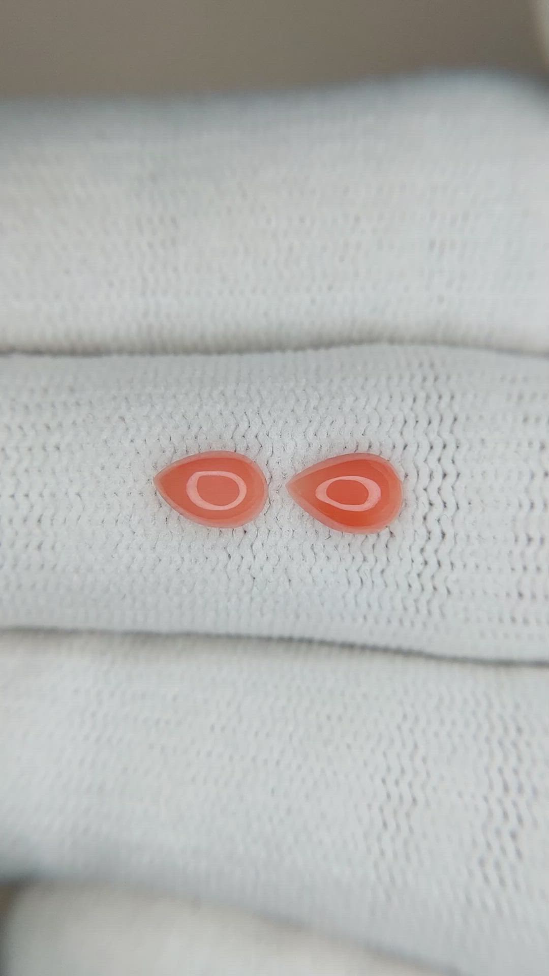 0.67&nbsp;Ct.Tw.Total Carat Weight Cabochon Coral Pair from Italy Size Video