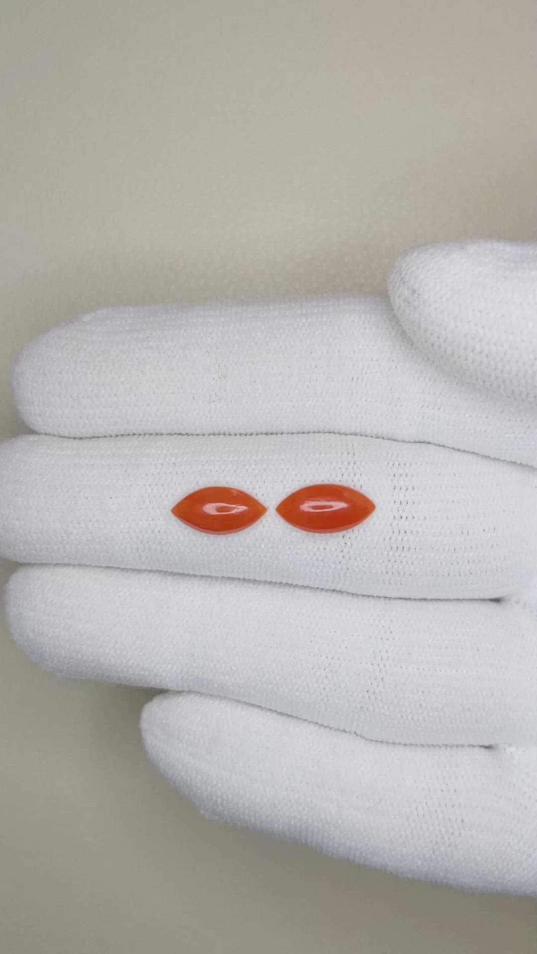 1.27&nbsp;Ct.Tw.Total Carat Weight Cabochon Coral Pair from Italy Size Video