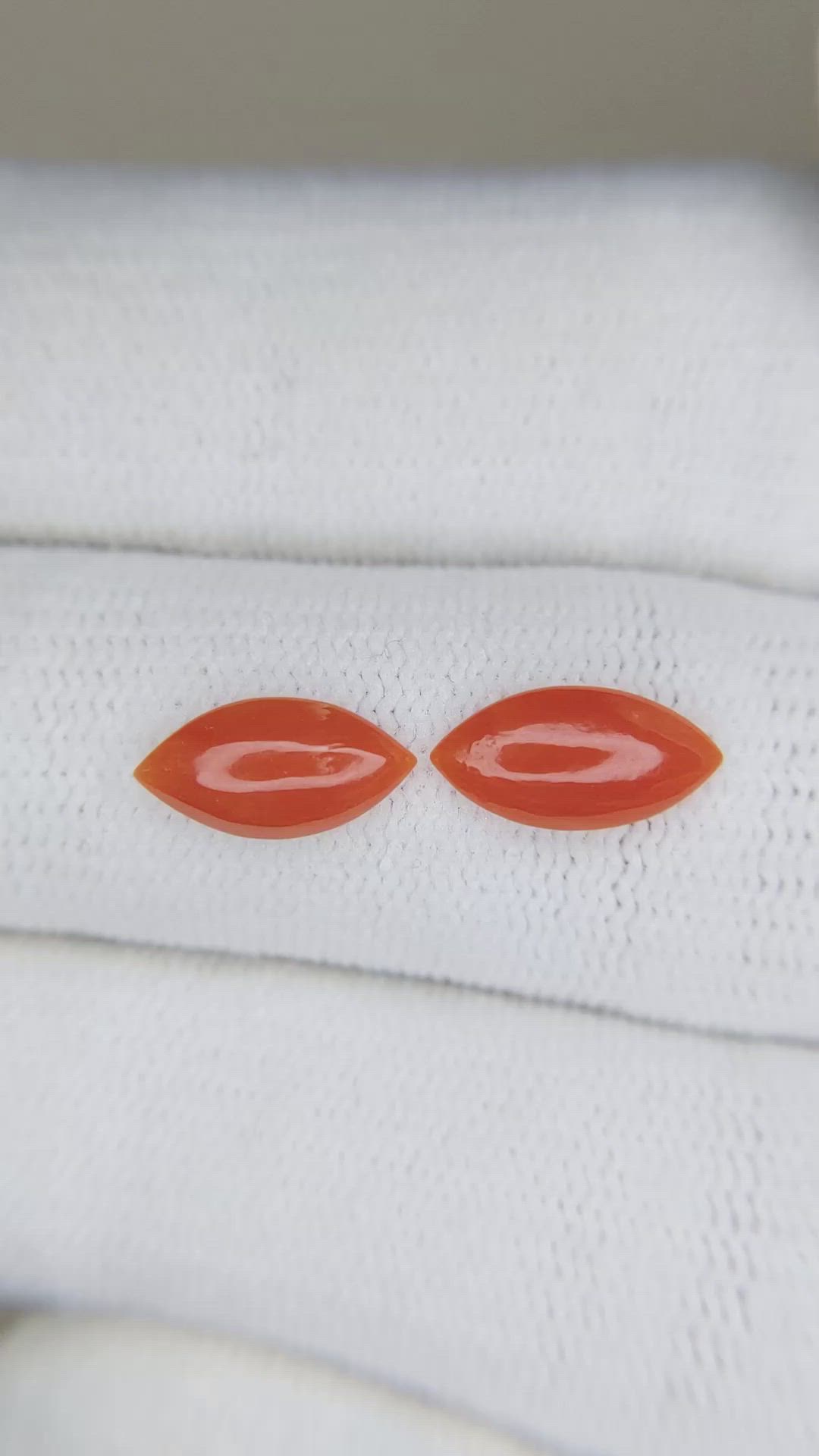 1.27&nbsp;Ct.Tw.Total Carat Weight Cabochon Coral Pair from Italy Size Video