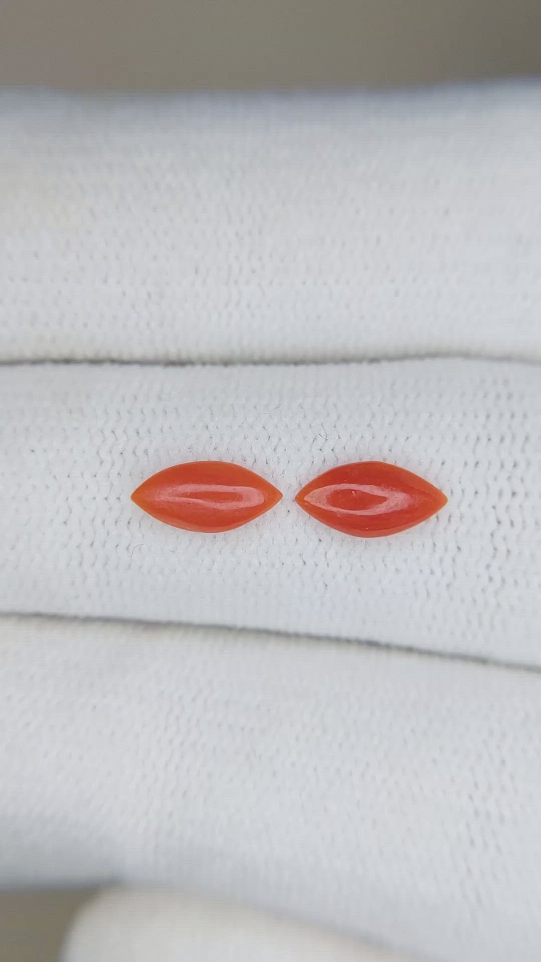 0.60&nbsp;Ct.Tw.Total Carat Weight Cabochon Coral Pair from Italy Size Video