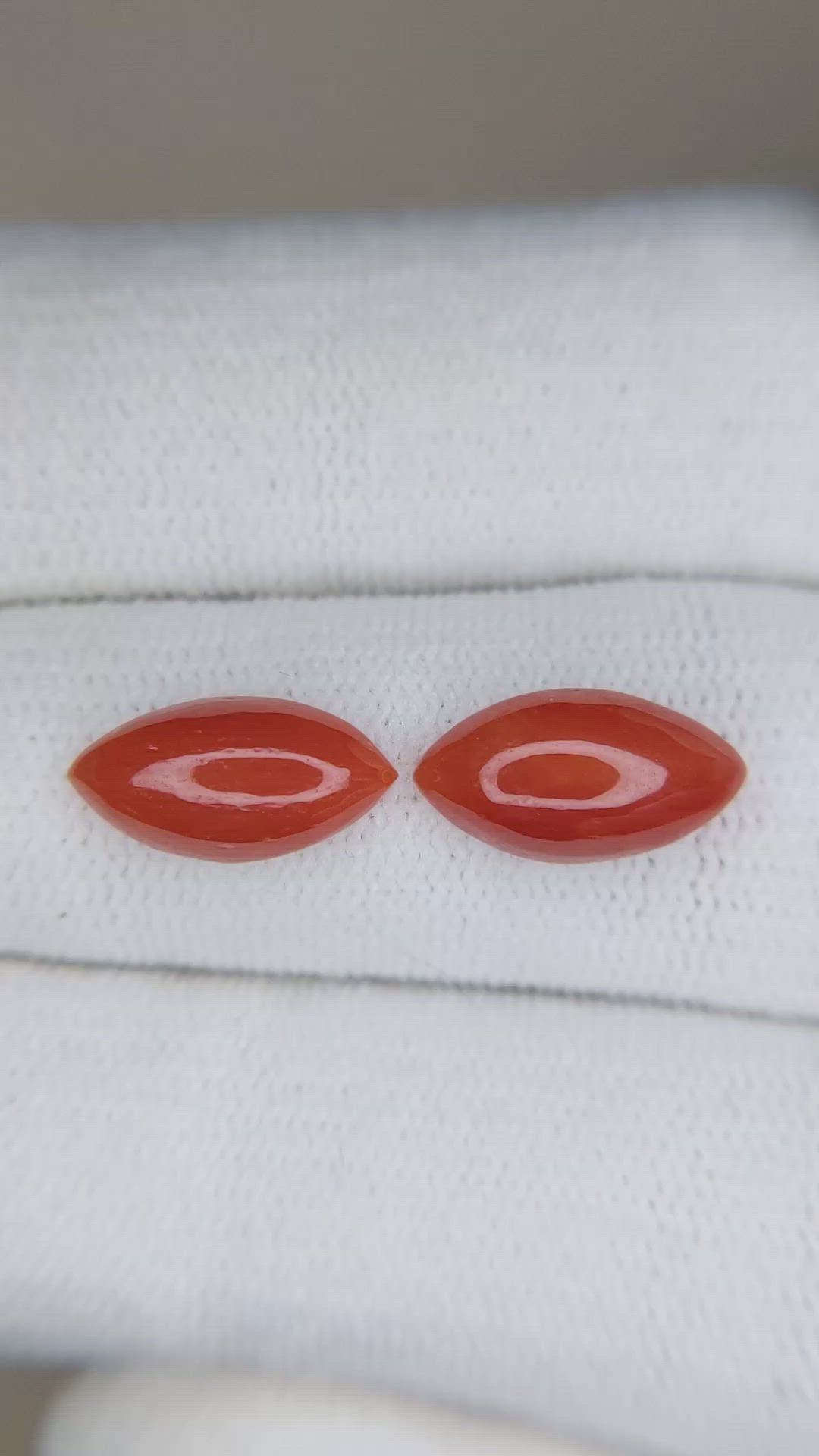 3.60&nbsp;Ct.Tw.Total Carat Weight Cabochon Coral Pair from Italy Size Video