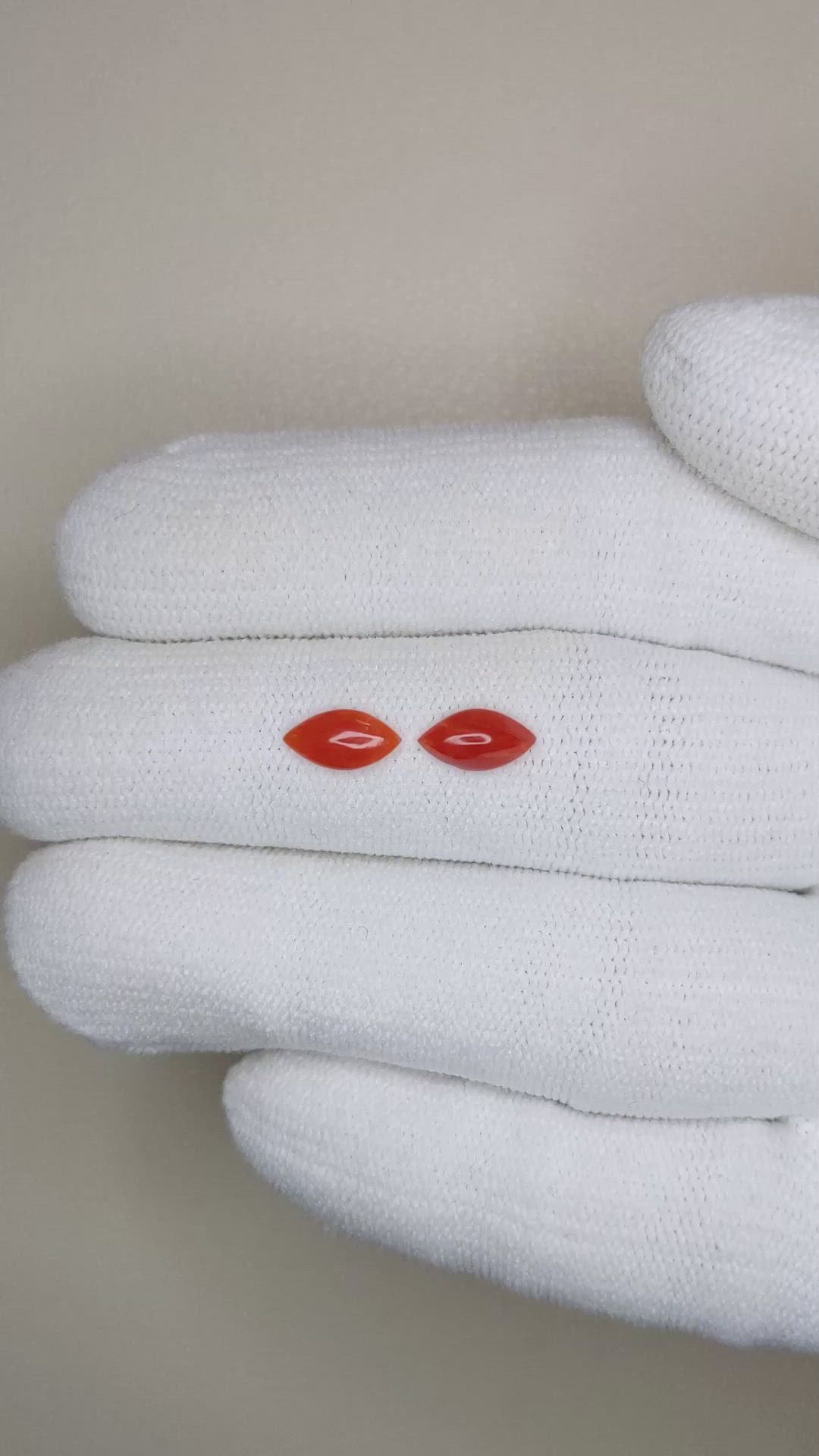 0.71&nbsp;Ct.Tw.Total Carat Weight Cabochon Coral Pair from Italy Size Video