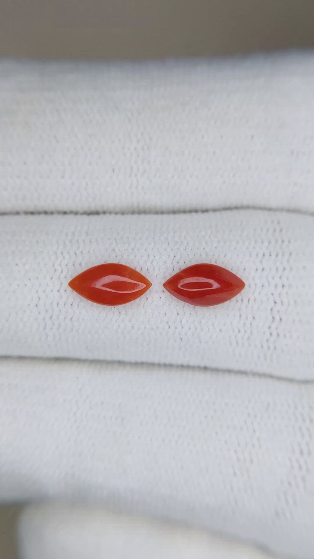 0.71&nbsp;Ct.Tw.Total Carat Weight Cabochon Coral Pair from Italy Size Video