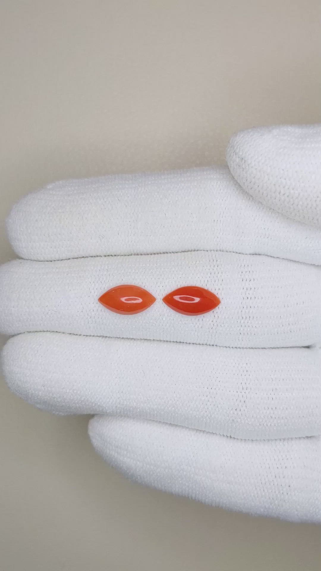 1.32&nbsp;Ct.Tw.Total Carat Weight Cabochon Coral Pair from Italy Size Video