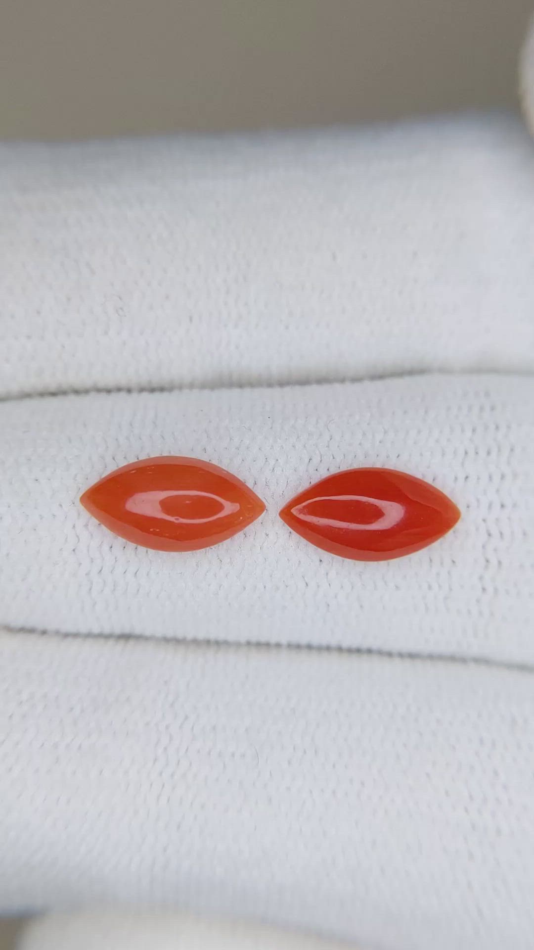 1.32&nbsp;Ct.Tw.Total Carat Weight Cabochon Coral Pair from Italy Size Video