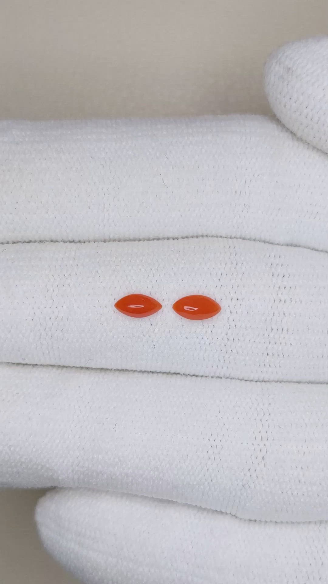 0.31&nbsp;Ct.Tw.Total Carat Weight Cabochon Coral Pair from Italy Size Video