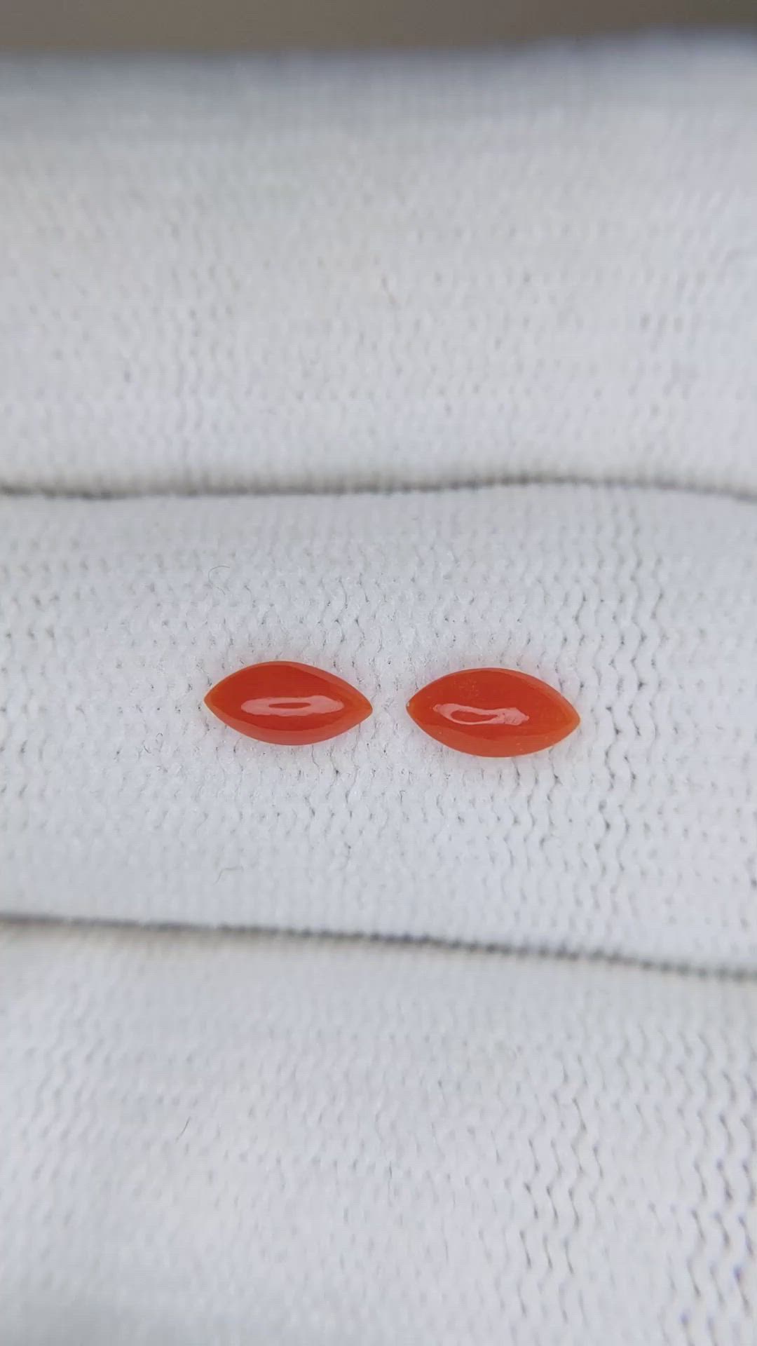 0.31&nbsp;Ct.Tw.Total Carat Weight Cabochon Coral Pair from Italy Size Video