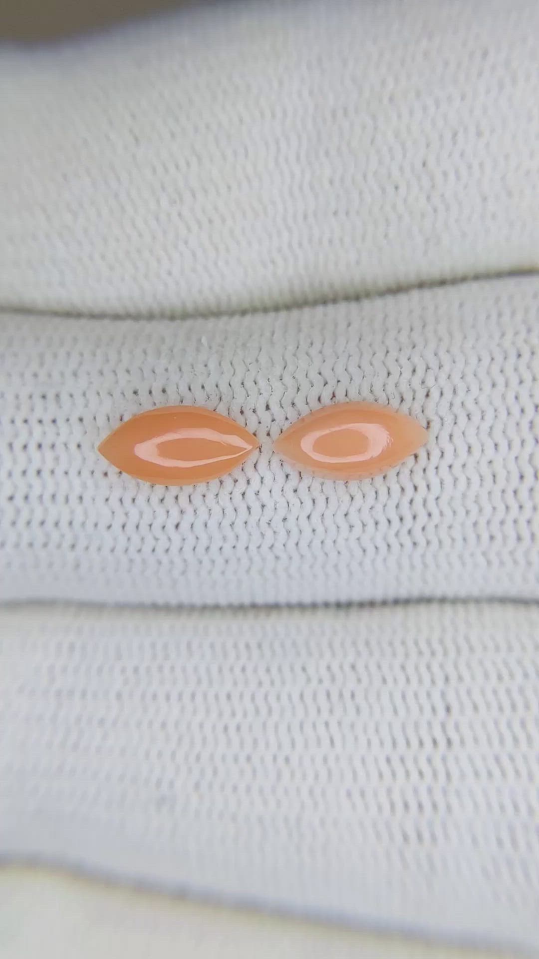 0.95 Ct.Tw.Total Carat Weight Cabochon Coral Pair from Italy Size Video