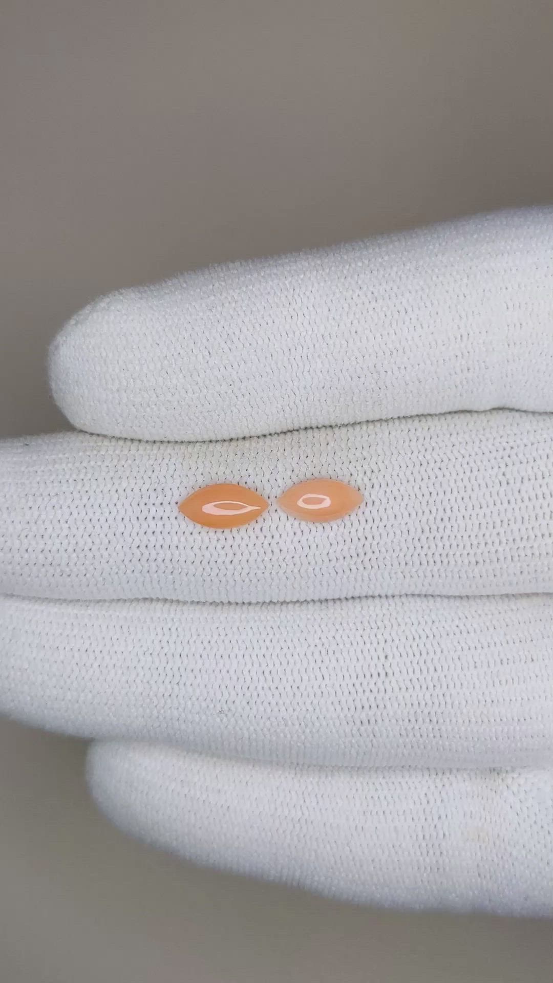 0.95 Ct.Tw.Total Carat Weight Cabochon Coral Pair from Italy Size Video