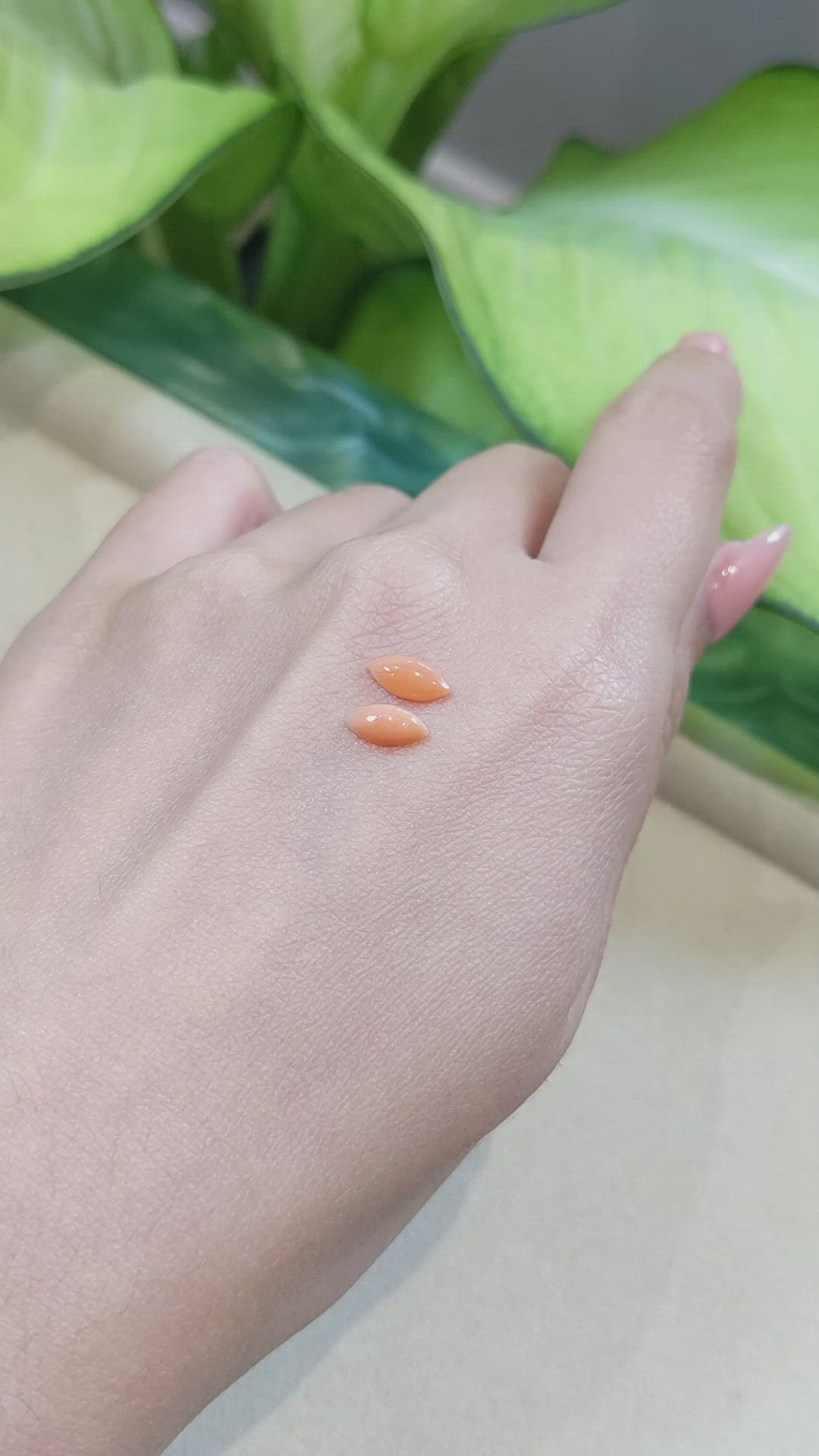 0.95 Ct.Tw.Total Carat Weight Cabochon Coral Pair from Italy Size Video