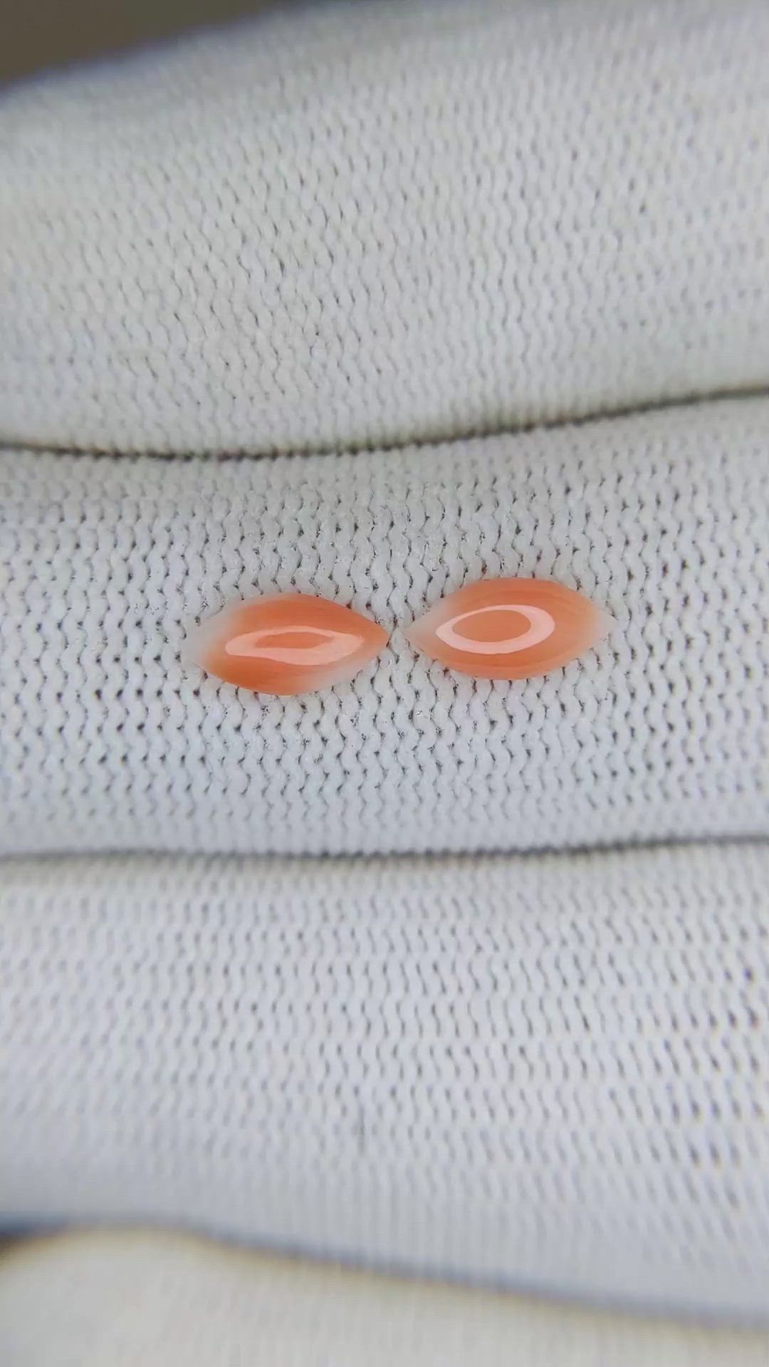 0.74&nbsp;Ct.Tw.Total Carat Weight Cabochon Coral Pair from Italy Size Video