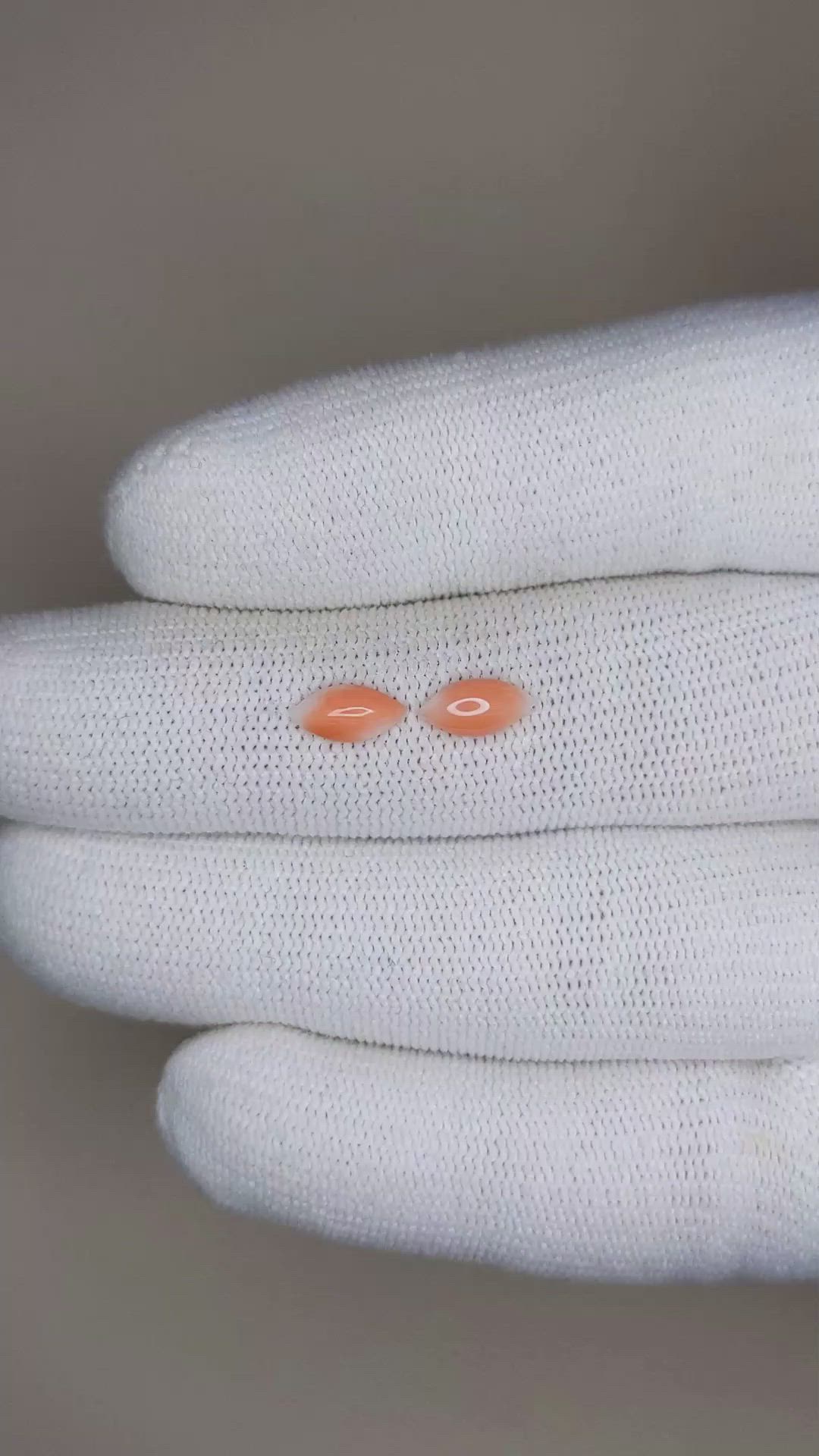 0.74&nbsp;Ct.Tw.Total Carat Weight Cabochon Coral Pair from Italy Size Video