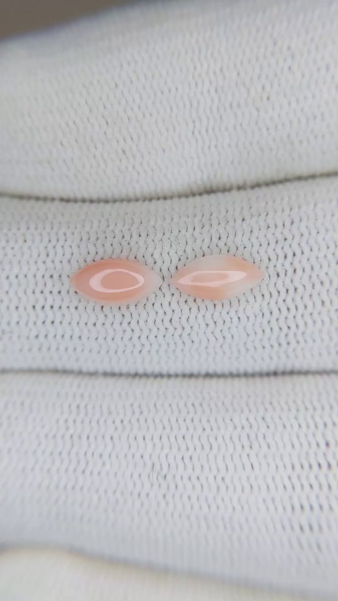 0.85&nbsp;Ct.Tw.Total Carat Weight Cabochon Coral Pair from Italy Size Video