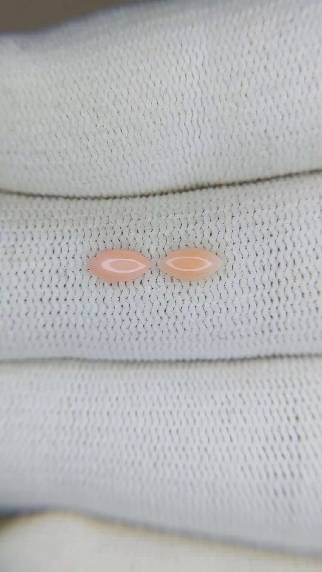 0.41&nbsp;Ct.Tw.Total Carat Weight Cabochon Coral Pair from Italy Size Video