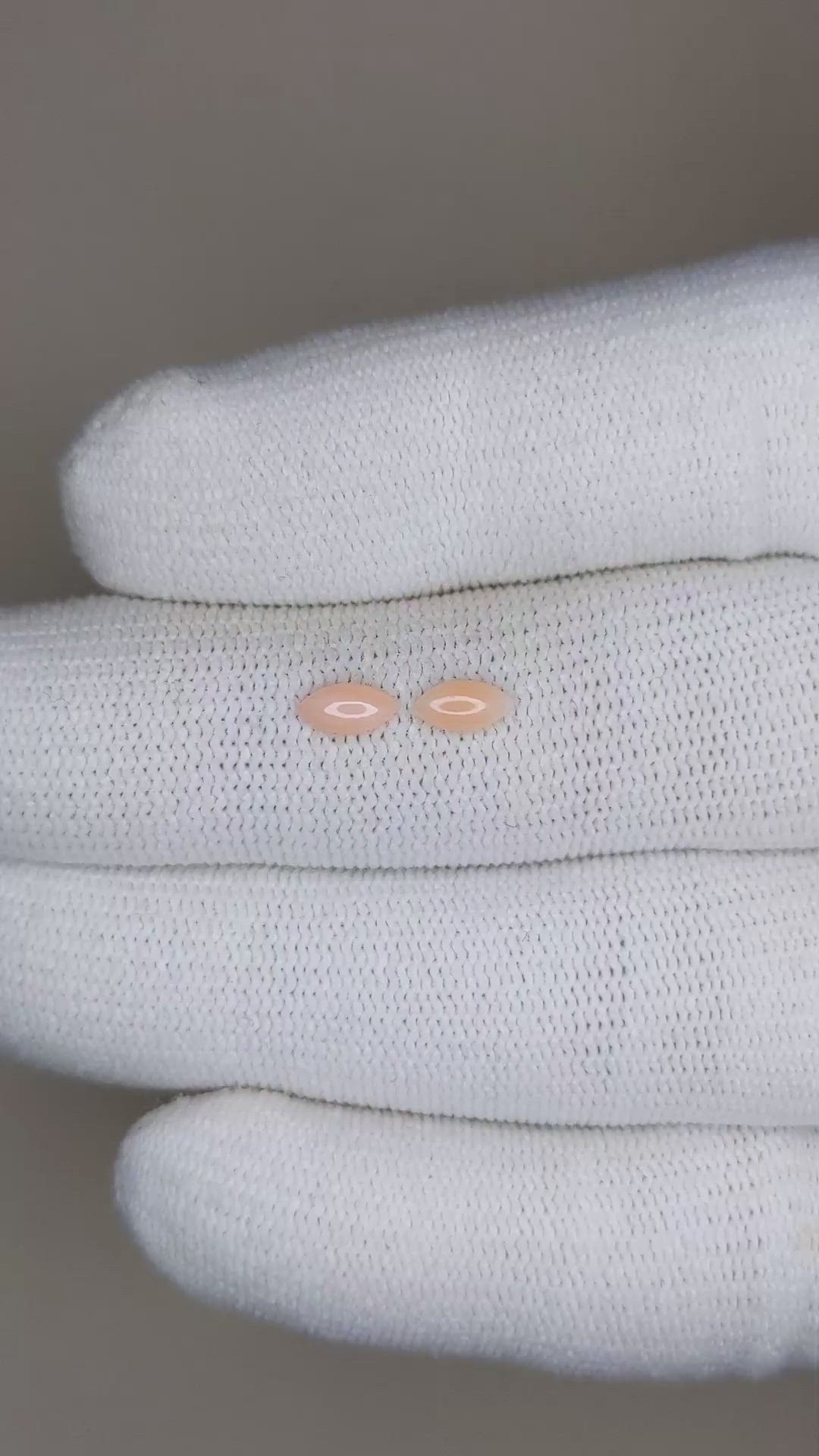 0.41&nbsp;Ct.Tw.Total Carat Weight Cabochon Coral Pair from Italy Size Video