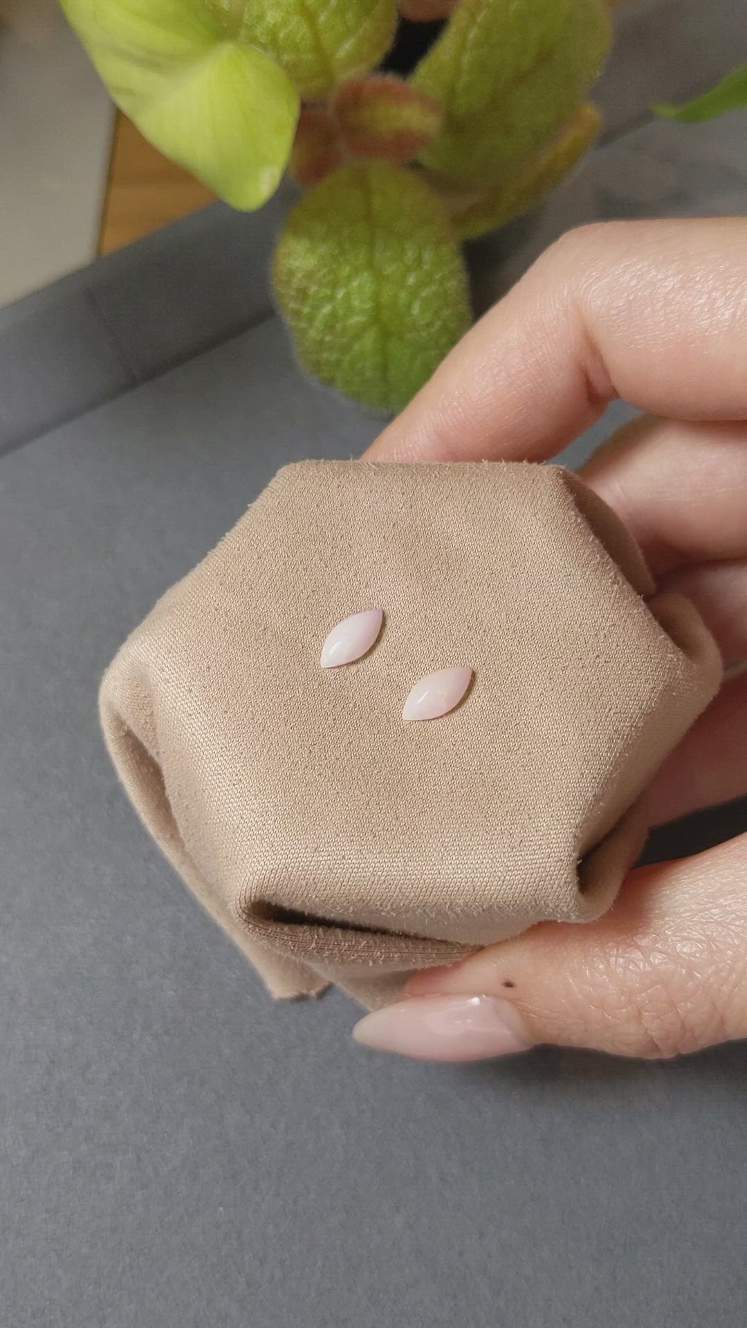 0.84&nbsp;Ct.Tw.Total Carat Weight Cabochon Coral Pair from Italy Size Video