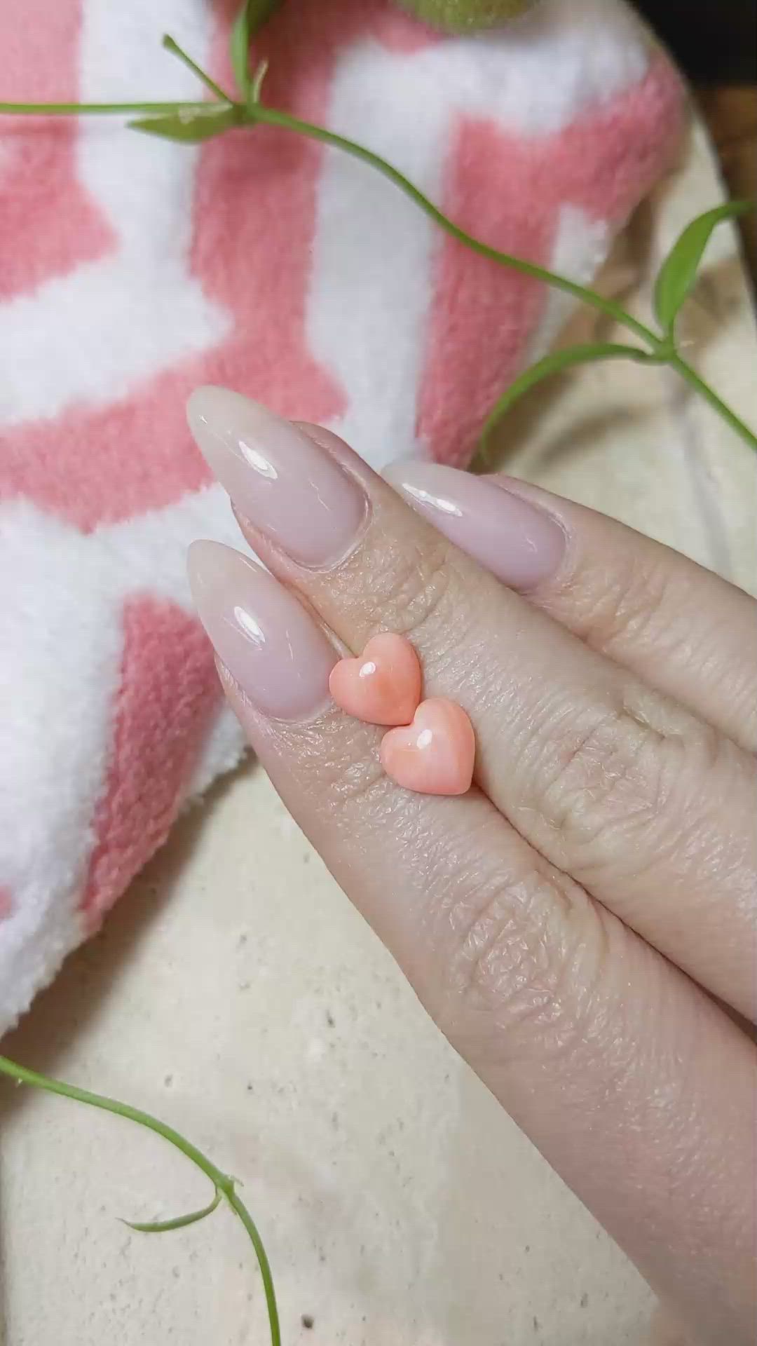 4.41 Ct.Tw.Total Carat Weight Cabochon Coral Pair from Italy Size Video