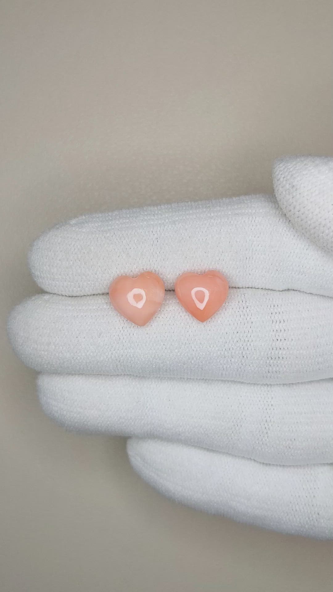 4.41 Ct.Tw.Total Carat Weight Cabochon Coral Pair from Italy Size Video