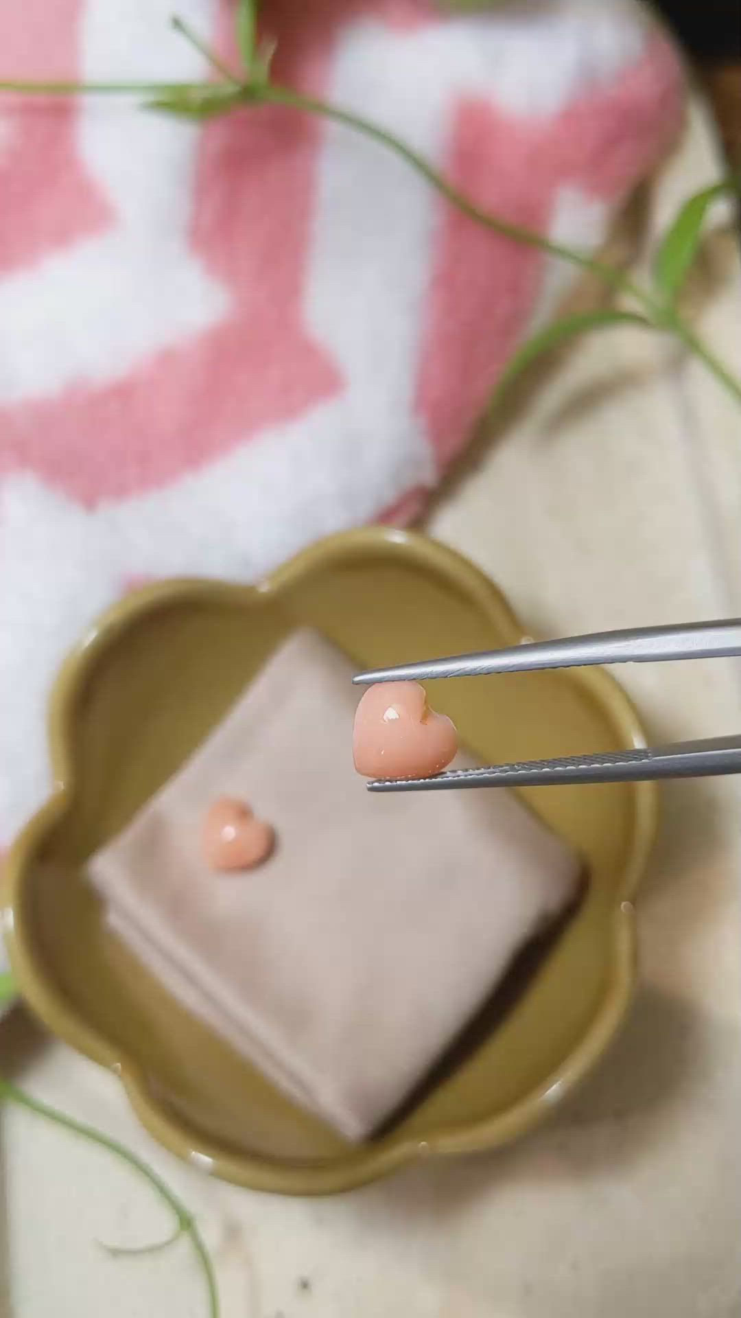 3.87&nbsp;Ct.Tw.Total Carat Weight Cabochon Coral Pair from Italy Size Video