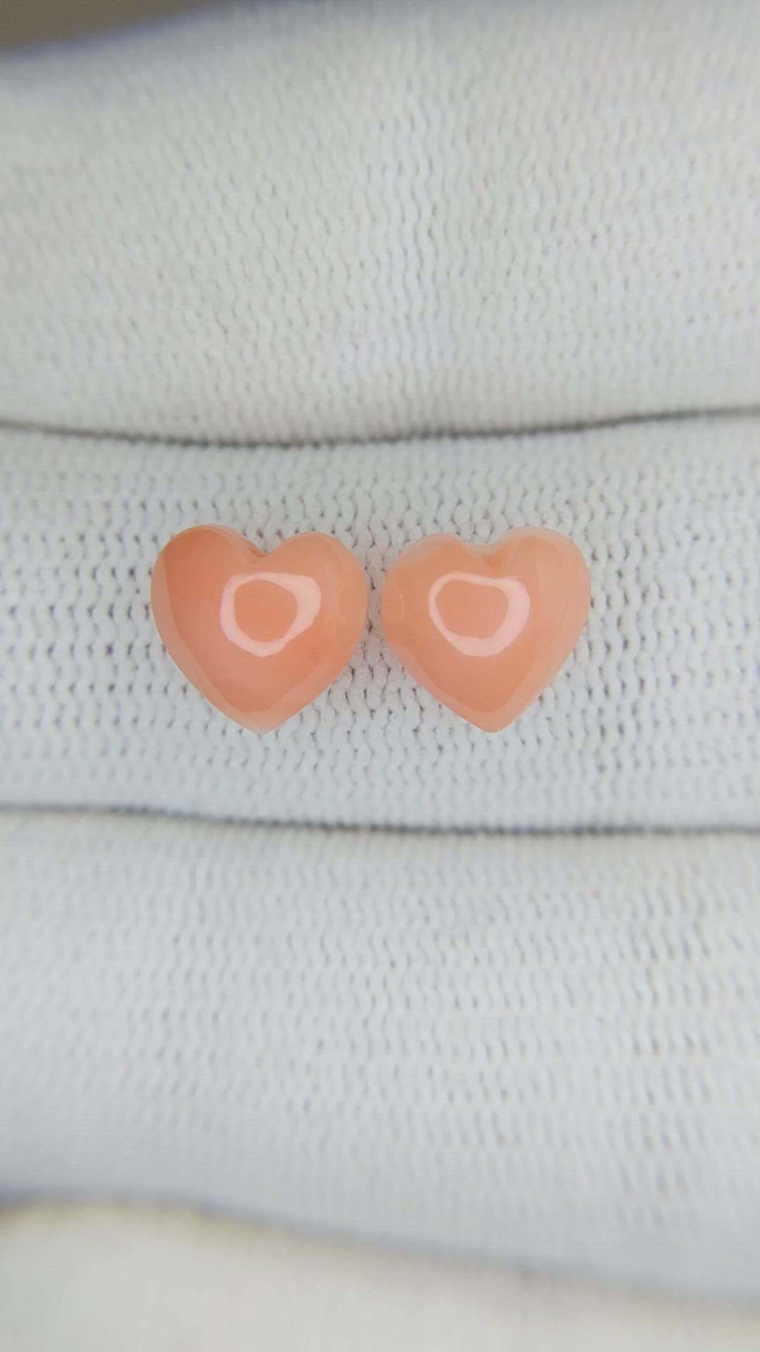 3.87&nbsp;Ct.Tw.Total Carat Weight Cabochon Coral Pair from Italy Size Video