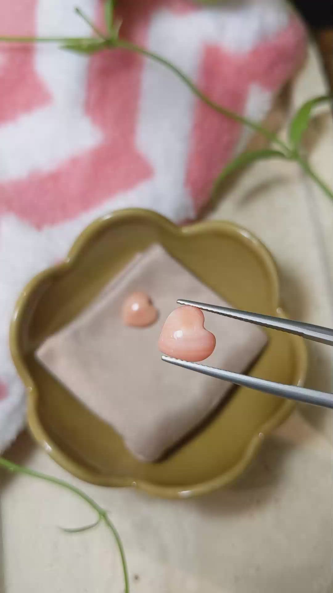 4.14&nbsp;Ct.Tw.Total Carat Weight Cabochon Coral Pair from Italy Size Video