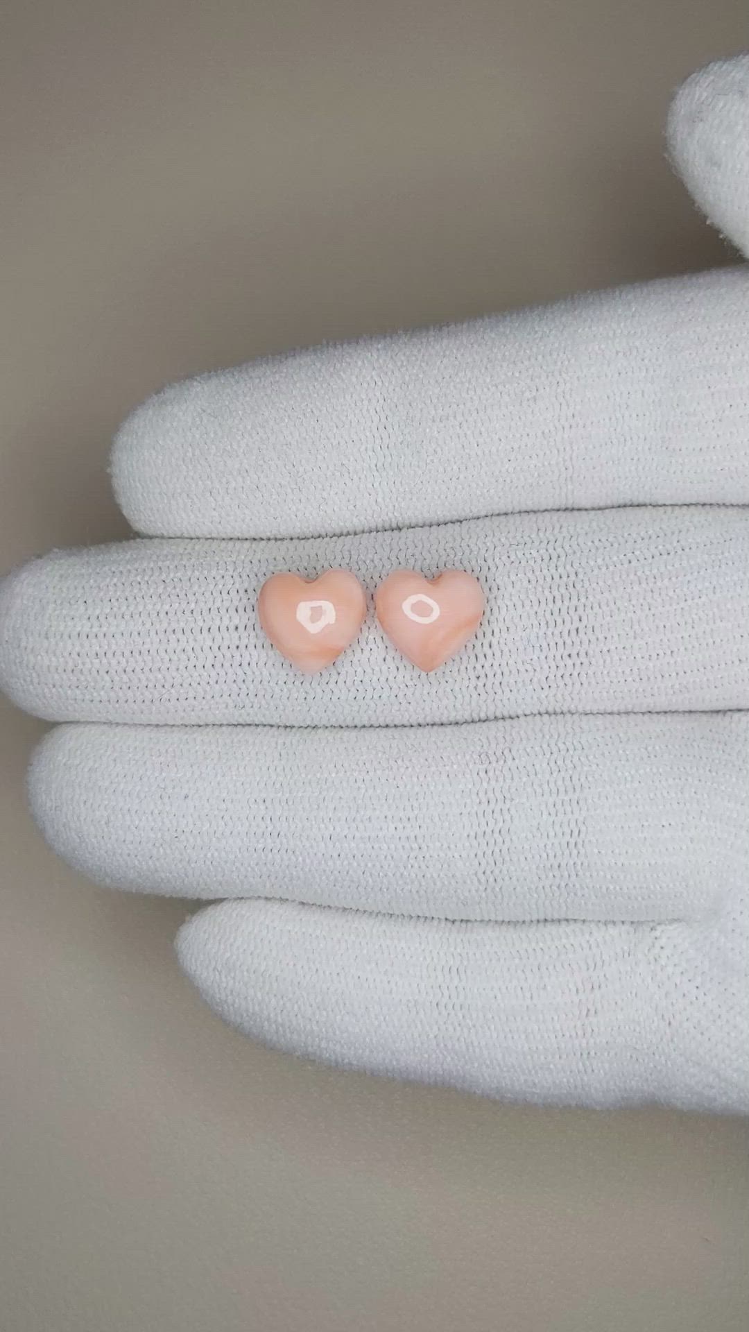 4.14&nbsp;Ct.Tw.Total Carat Weight Cabochon Coral Pair from Italy Size Video