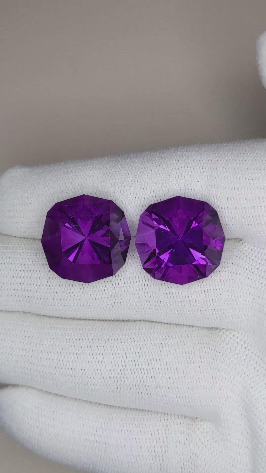 33.72 Ct.Tw.Total Carat Weight Amethyst Pair from Bolivia Size Video