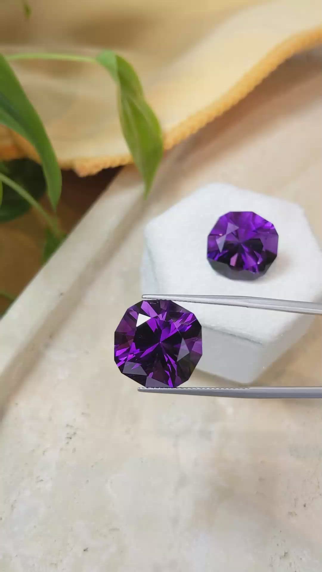 33.72 Ct.Tw.Total Carat Weight Amethyst Pair from Bolivia Size Video