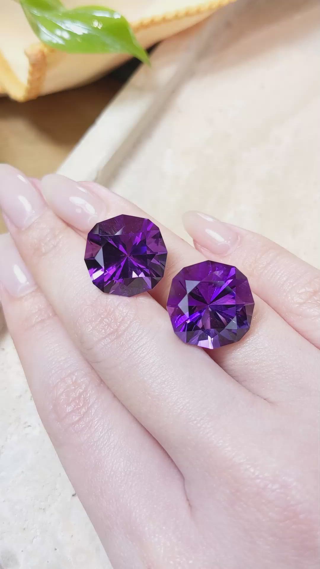 33.72 Ct.Tw.Total Carat Weight Amethyst Pair from Bolivia Size Video
