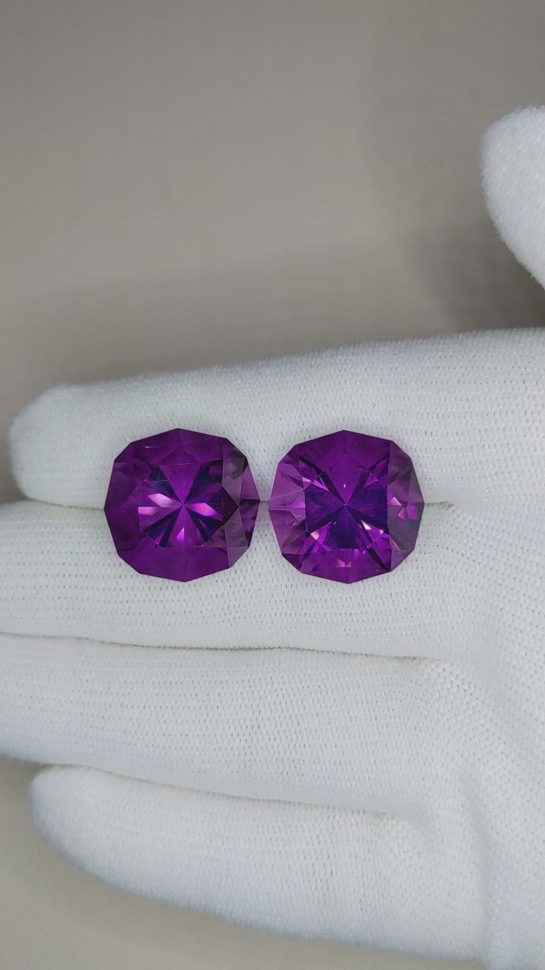 33.72 Ct.Tw.Total Carat Weight Amethyst Pair from Bolivia Size Video