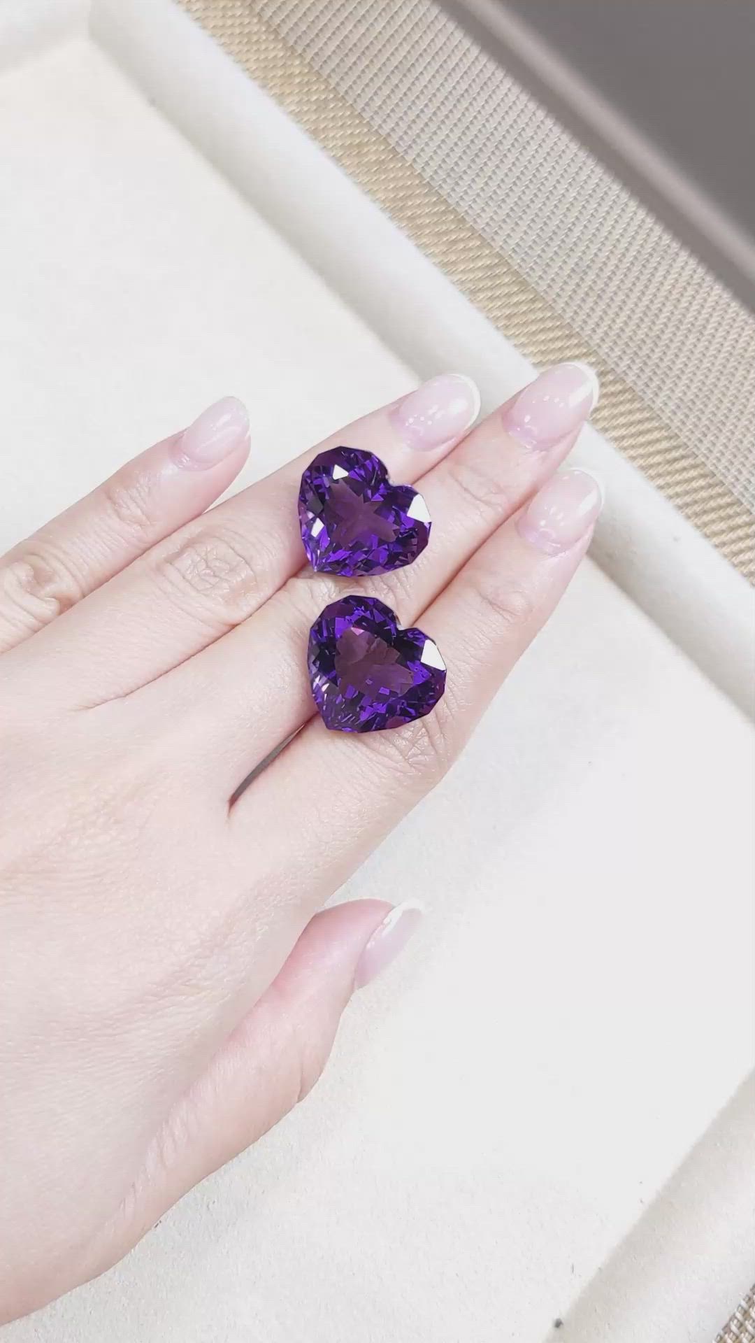 41.58 Ct.Tw.Total Carat Weight Amethyst Pair from Bolivia Size Video