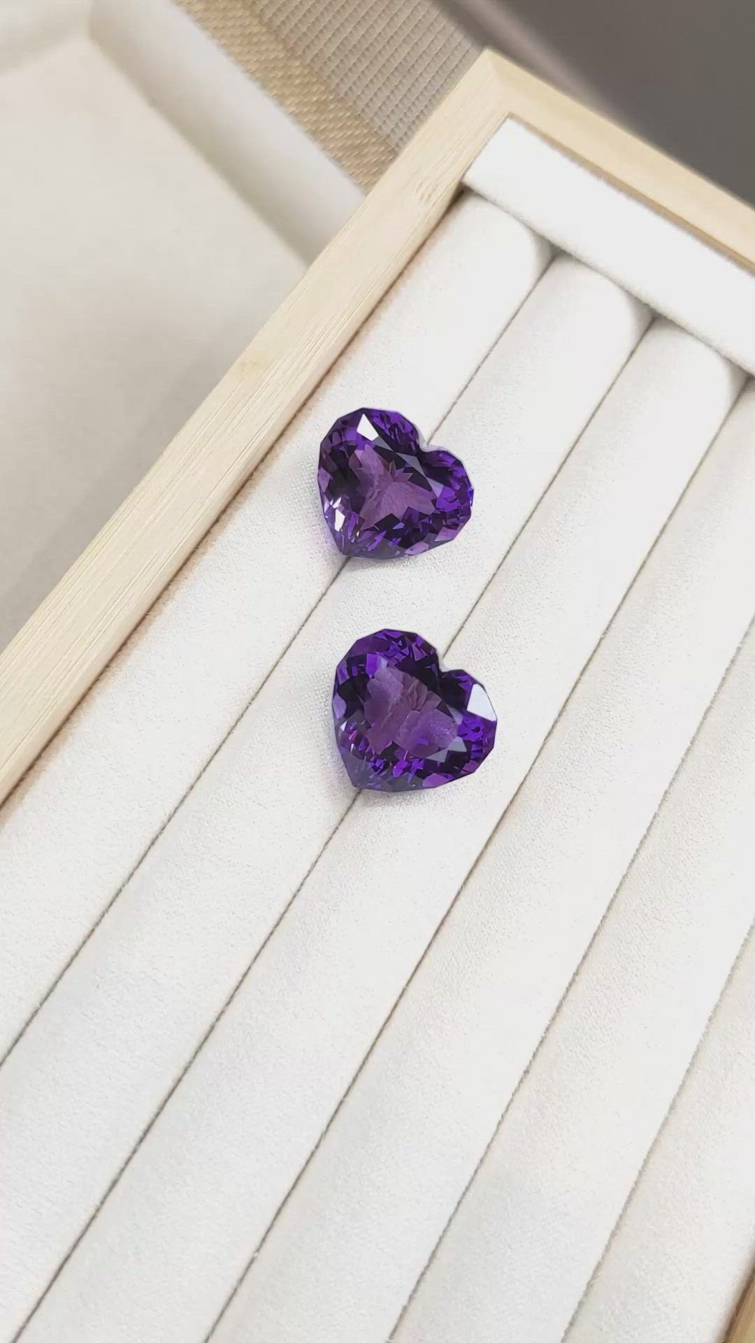 41.58 Ct.Tw.Total Carat Weight Amethyst Pair from Bolivia Size Video