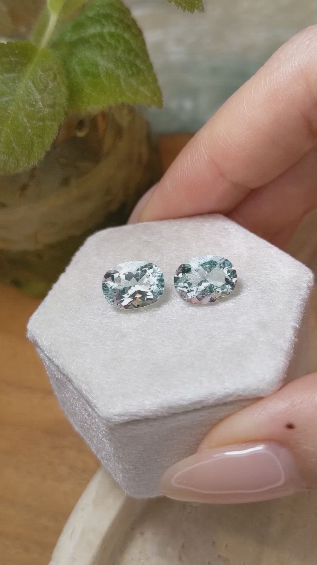 5.57 Ct.Tw.Total Carat Weight Aquamarine Pair from Brazil Size Video