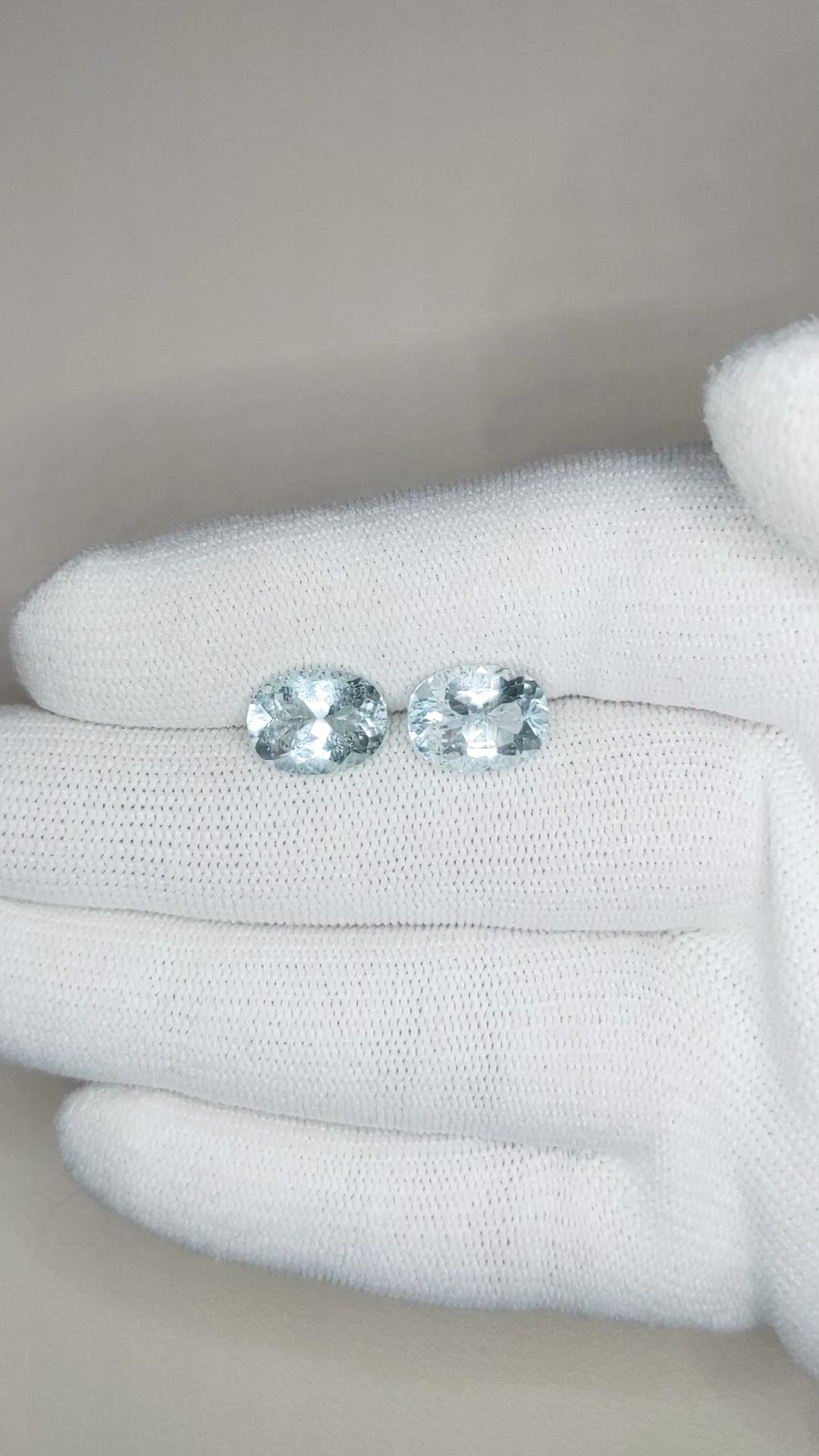 5.57 Ct.Tw.Total Carat Weight Aquamarine Pair from Brazil Size Video