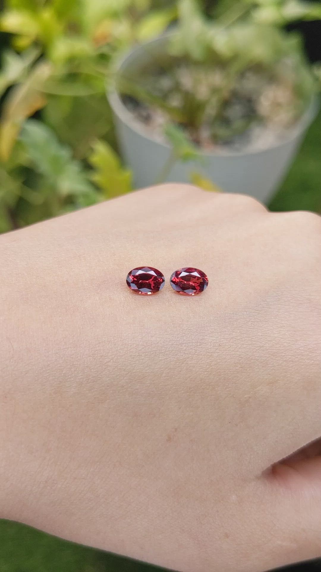 1.73 Ct.Tw.Total Carat Weight Garnet Pair from Ceylon (Sri Lanka) Size Video
