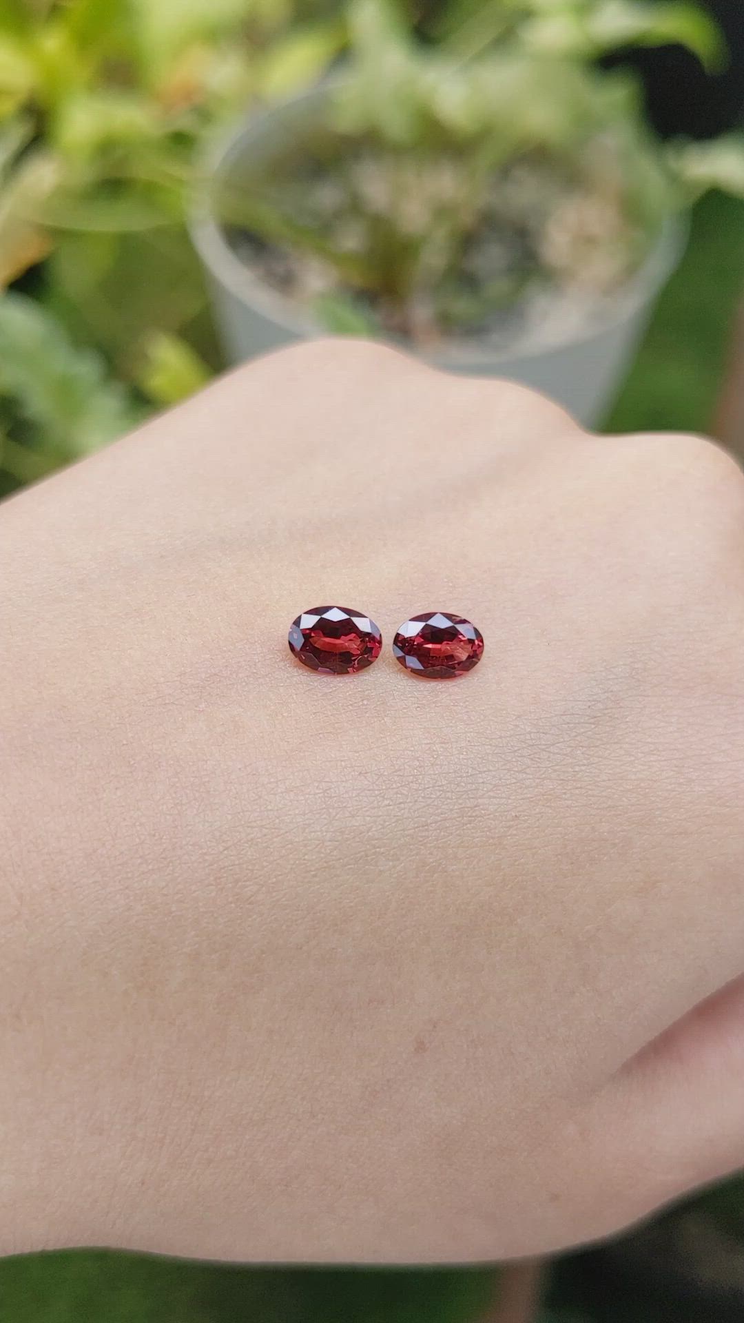 1.62 Ct.Tw.Total Carat Weight Garnet Pair from Ceylon (Sri Lanka) Size Video