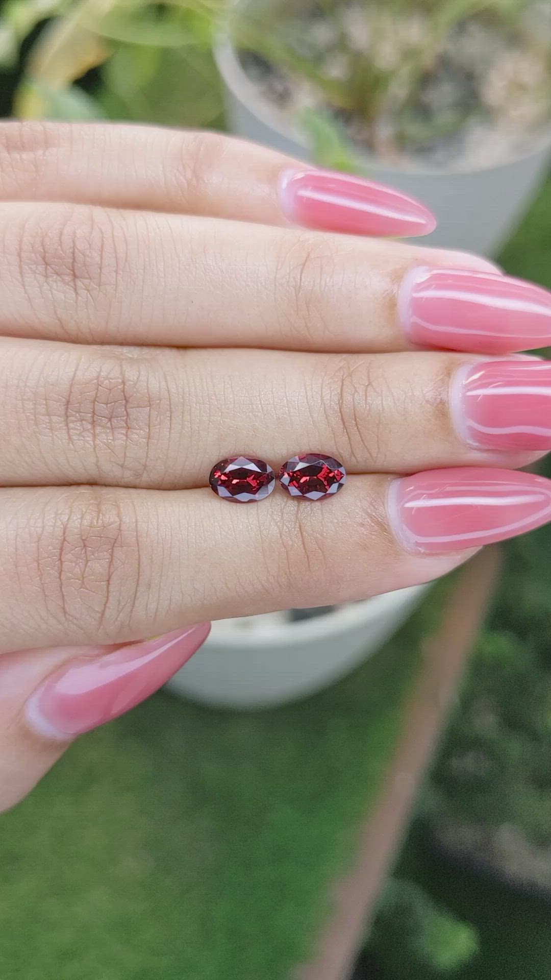 1.63 Ct.Tw.Total Carat Weight Garnet Pair from Ceylon (Sri Lanka) Size Video