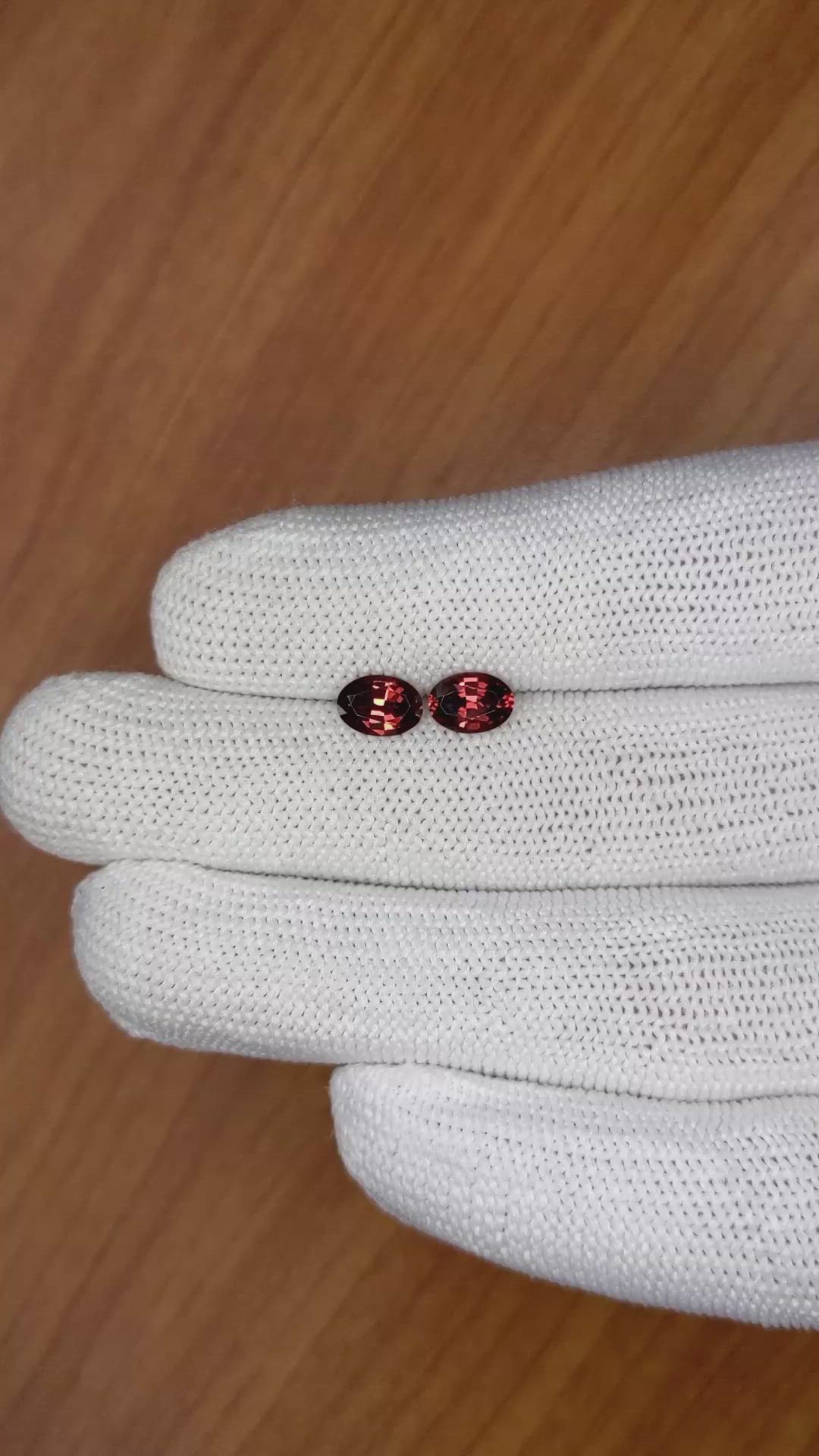 1.63 Ct.Tw.Total Carat Weight Garnet Pair from Ceylon (Sri Lanka) Size Video