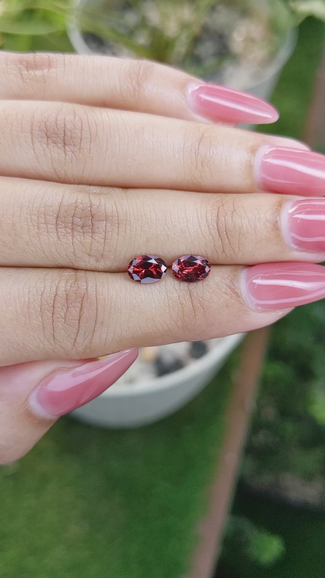 1.57 Ct.Tw.Total Carat Weight Garnet Pair from Ceylon (Sri Lanka) Size Video