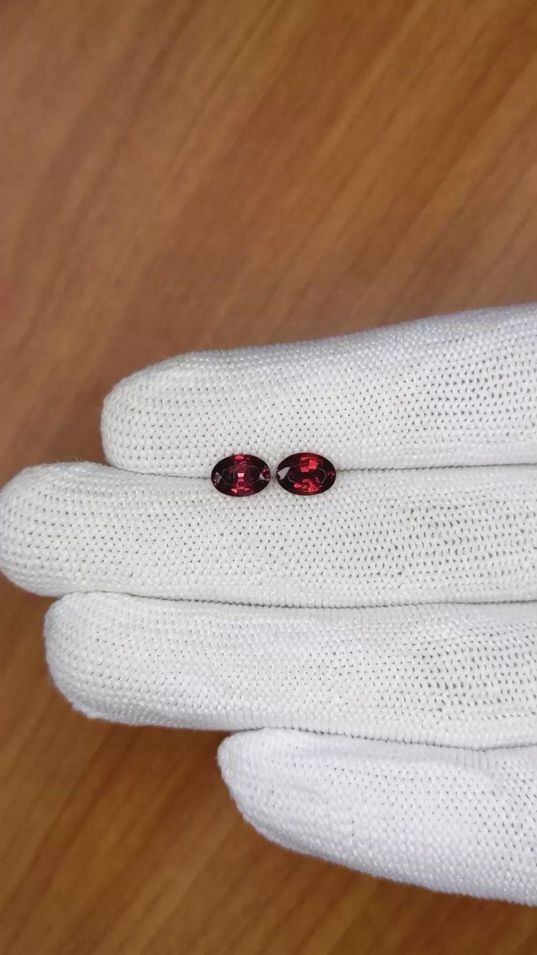 1.75 Ct.Tw.Total Carat Weight Garnet Pair from Ceylon (Sri Lanka) Size Video