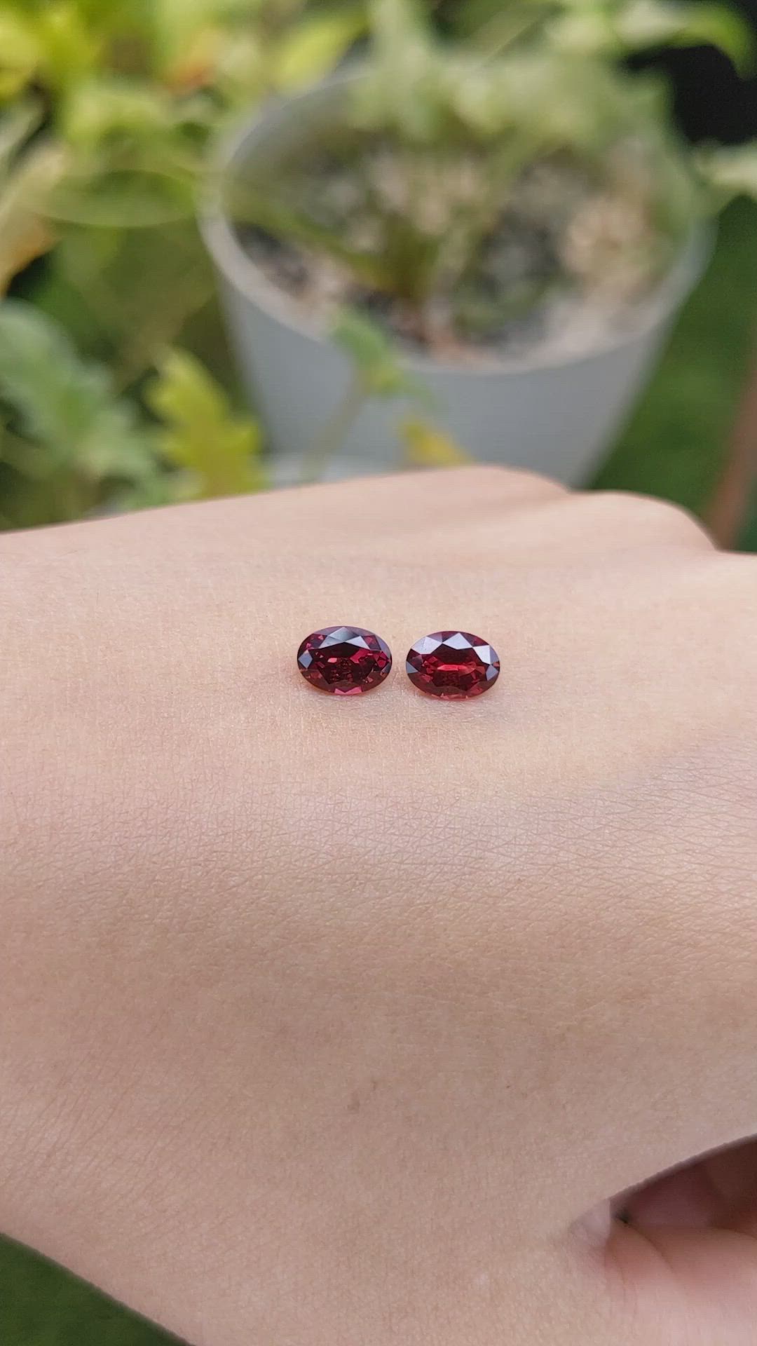 1.75 Ct.Tw.Total Carat Weight Garnet Pair from Ceylon (Sri Lanka) Size Video