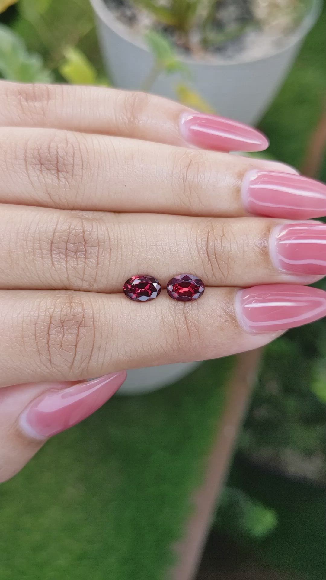 1.75 Ct.Tw.Total Carat Weight Garnet Pair from Ceylon (Sri Lanka) Size Video