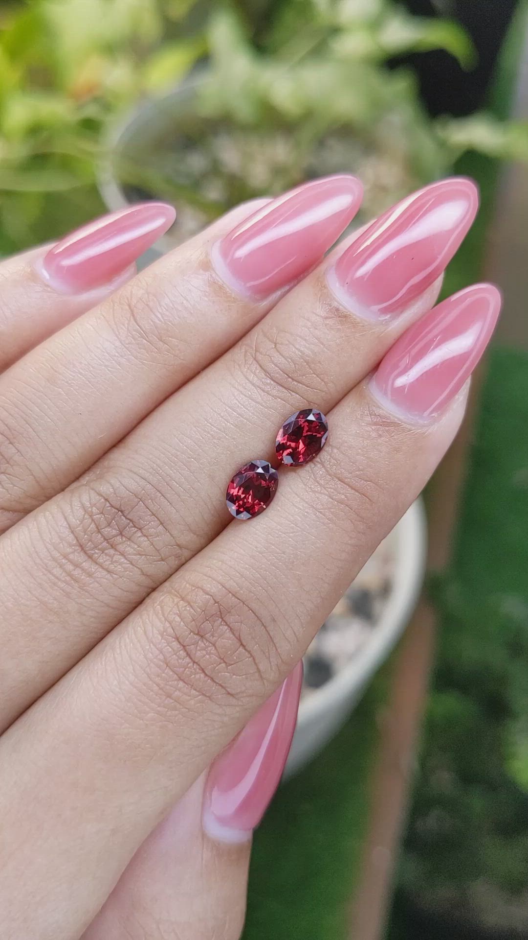 1.64 Ct.Tw.Total Carat Weight Garnet Pair from Ceylon (Sri Lanka) Size Video