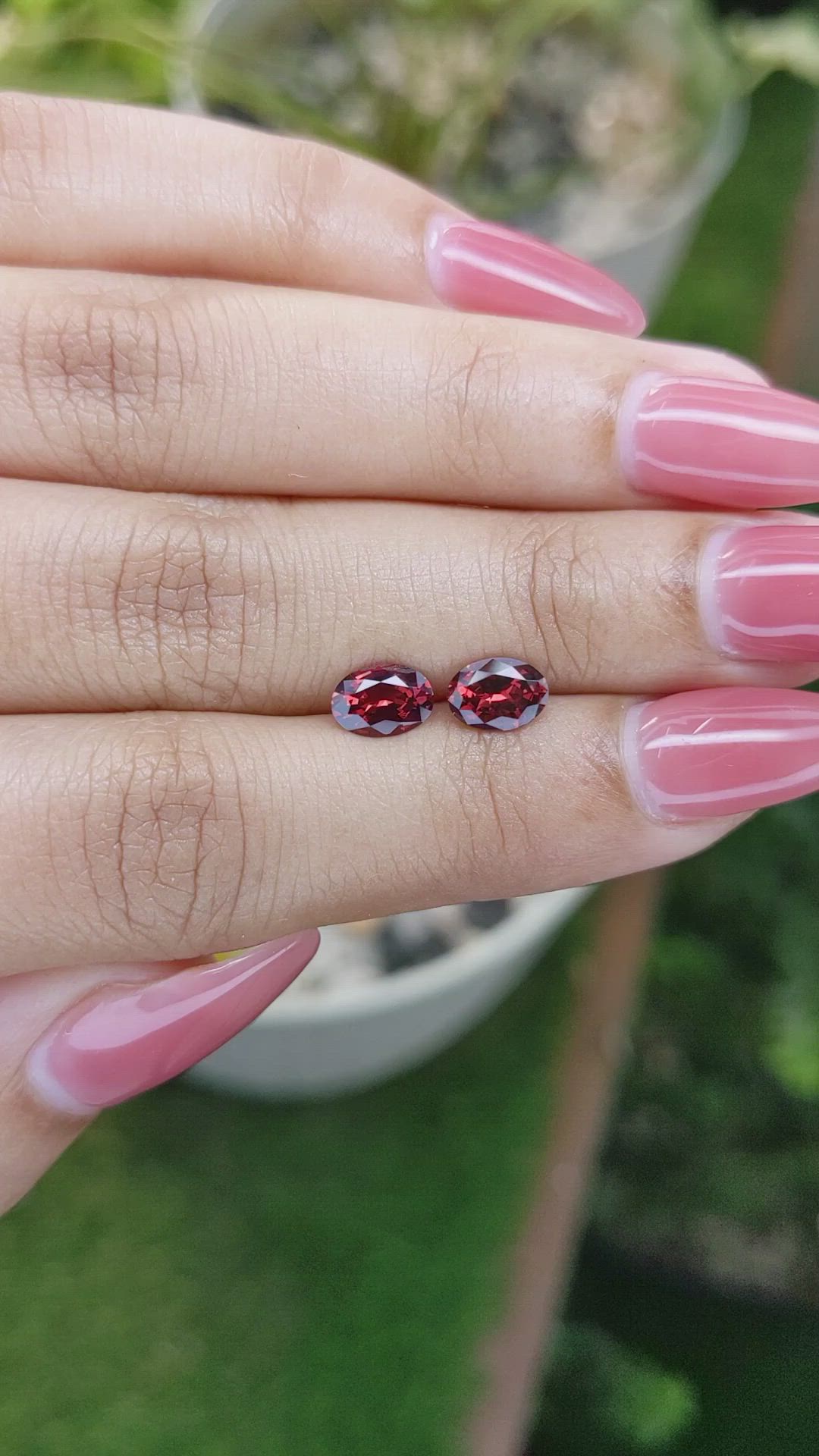1.64 Ct.Tw.Total Carat Weight Garnet Pair from Ceylon (Sri Lanka) Size Video