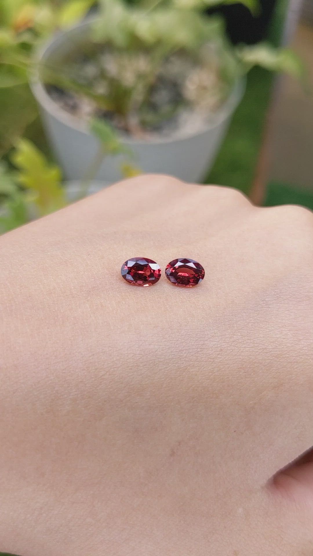 1.64 Ct.Tw.Total Carat Weight Garnet Pair from Ceylon (Sri Lanka) Size Video